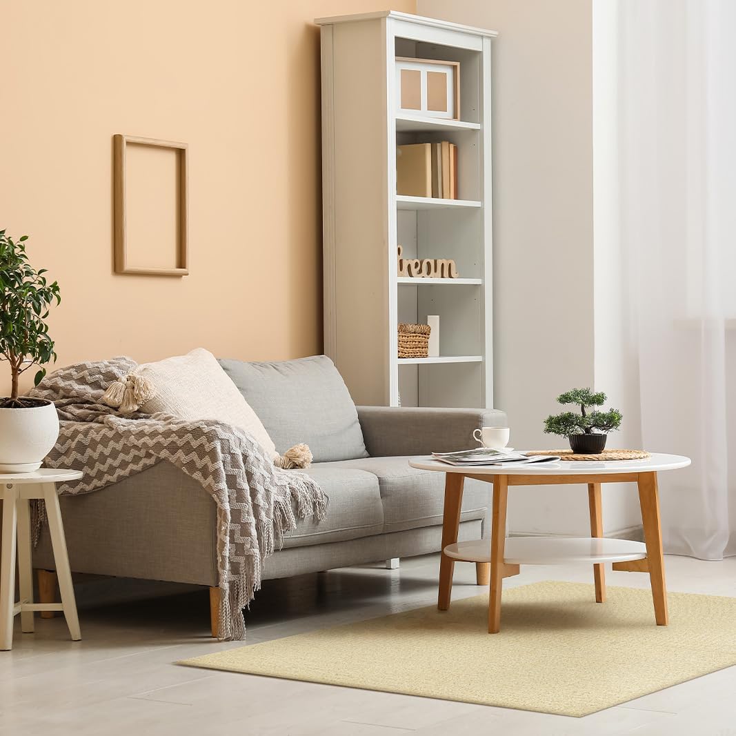 WAPANE Carpet Tiles - Peel & Stick, 24' x 24' Squares, Soft Padded, Self-Adhesive, 10PC Tiles/Box, 40Sq Ft, Khaki