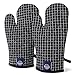 Encasa Homes Long 30 cm Four à micro-ondes Mitaines pour gants de cuisine 2 Pcs - Résistant à la chaleur, épais et sécuritaire, Protection des mains contre les ustensiles chauds -Butcher Checks noir