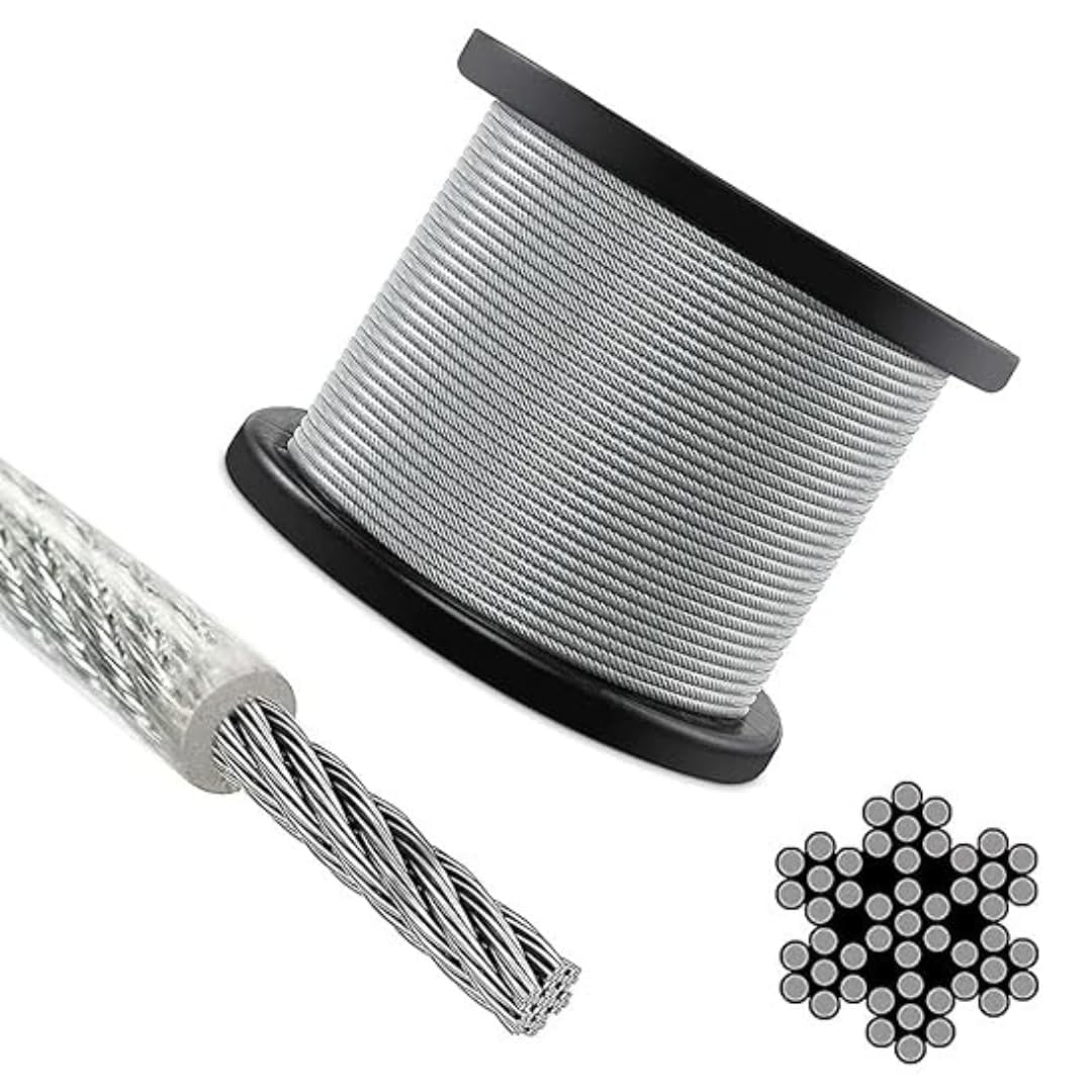 Steel Gym Wire Cable for Exercise Machines (5.5mm Thick, 5 Meters Long) – Transparent PU Coating for Home & Professional Use (B0DJ3KY314) Amazon Price History, Amazon Price Tracker