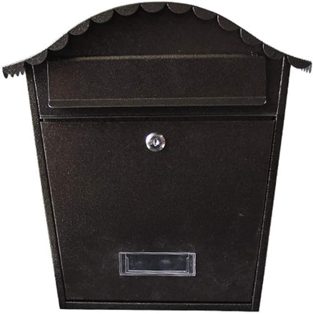 Mailboxes Wall-Mount Letterboxes Mailbox Villa Outdoor Wall-Mounted Letter Box Cast Aluminum Newspaper Box Retro Home Postbox with Lock Wall-Mount Mailboxes (Color : Black) (Black)
