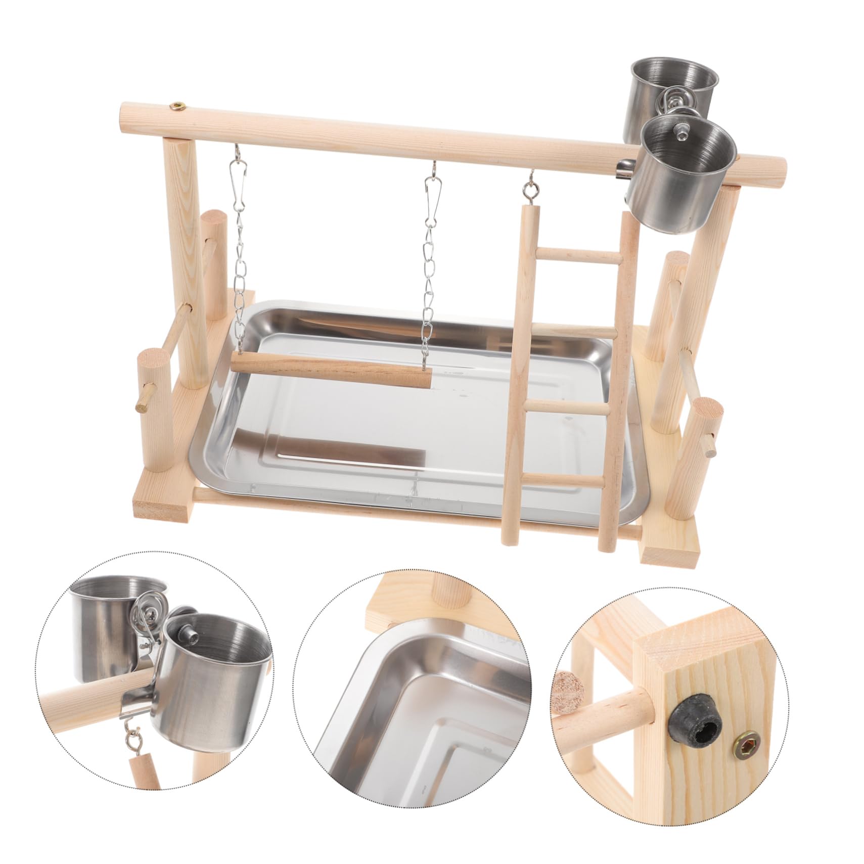 Sosoport 1set Stand Da Gioco Per Uccelli Legno Palestra Per Pappagalli Esercizio e Divertimento Per Parrocchetti Cocker Spaniel e Altri Uccelli Facile Da Pulire e Naturale Attività