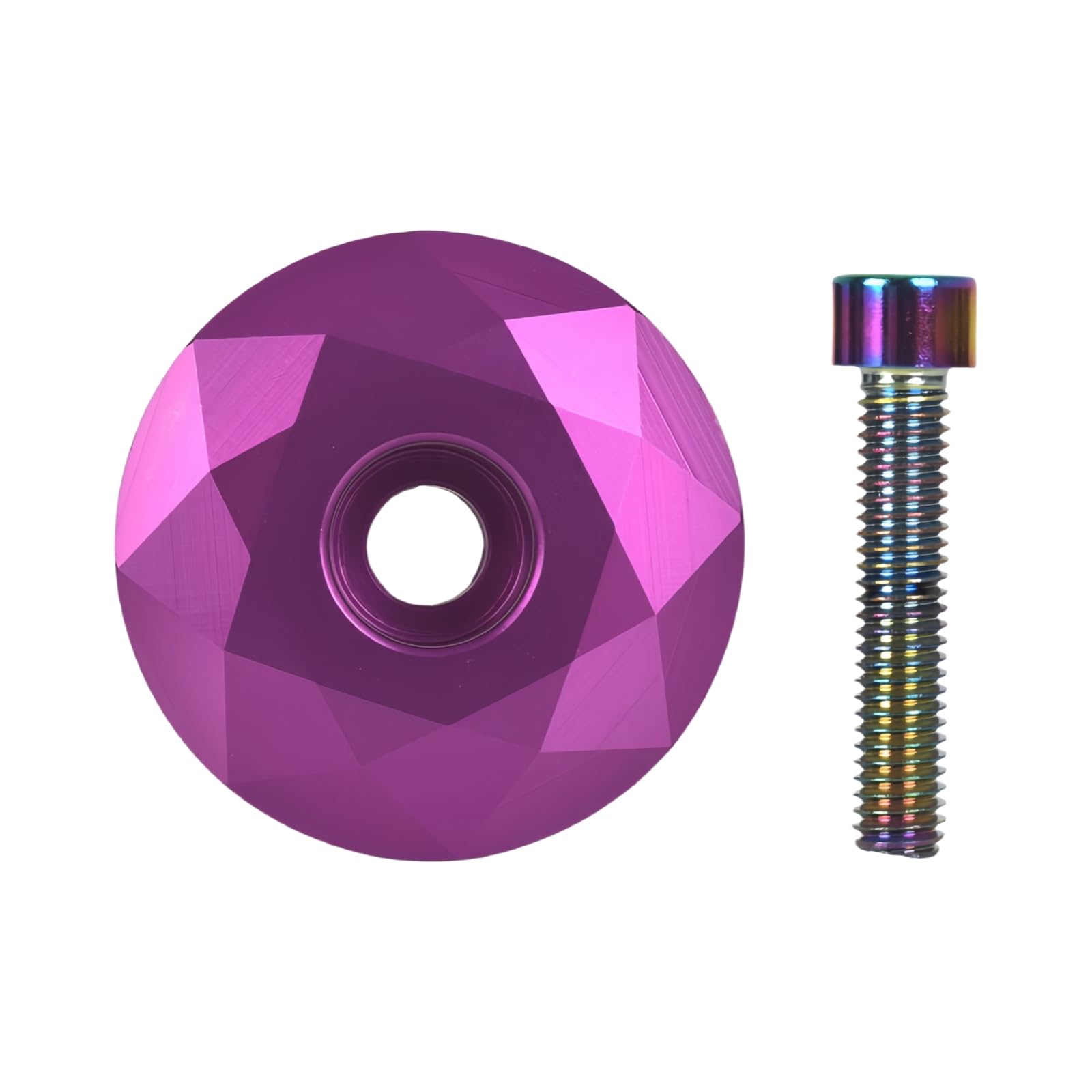 JMFahrrad Diamond-Cut Bicycle Stem Headset Top Cap with M6x30mm Bolt for Road Mountain MTB Bikes Aluminum Alloy, Multi-Color