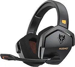 NUBWO Wireless Gaming Headset with Mic for Ps5 Ps4 PC, Zero Interference, 100-Hour Battery All-Day Play, 23ms Sync for Fortnite & Call of Duty/FPS Gamers, Triple Mode All Devices Compatible - Orange