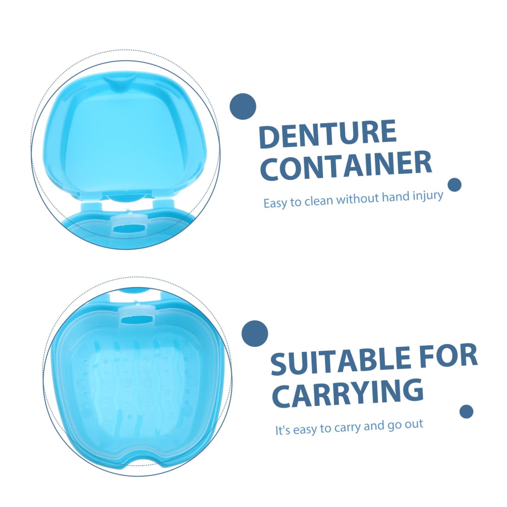 Contenitore per Dentiera Blu in Pp con Cestello e Rete Sospesa | Formato Mini, Stile Europeo, per Asciugatura e Pulizia, Pratico da Trasportare e Protegge dagli Urti