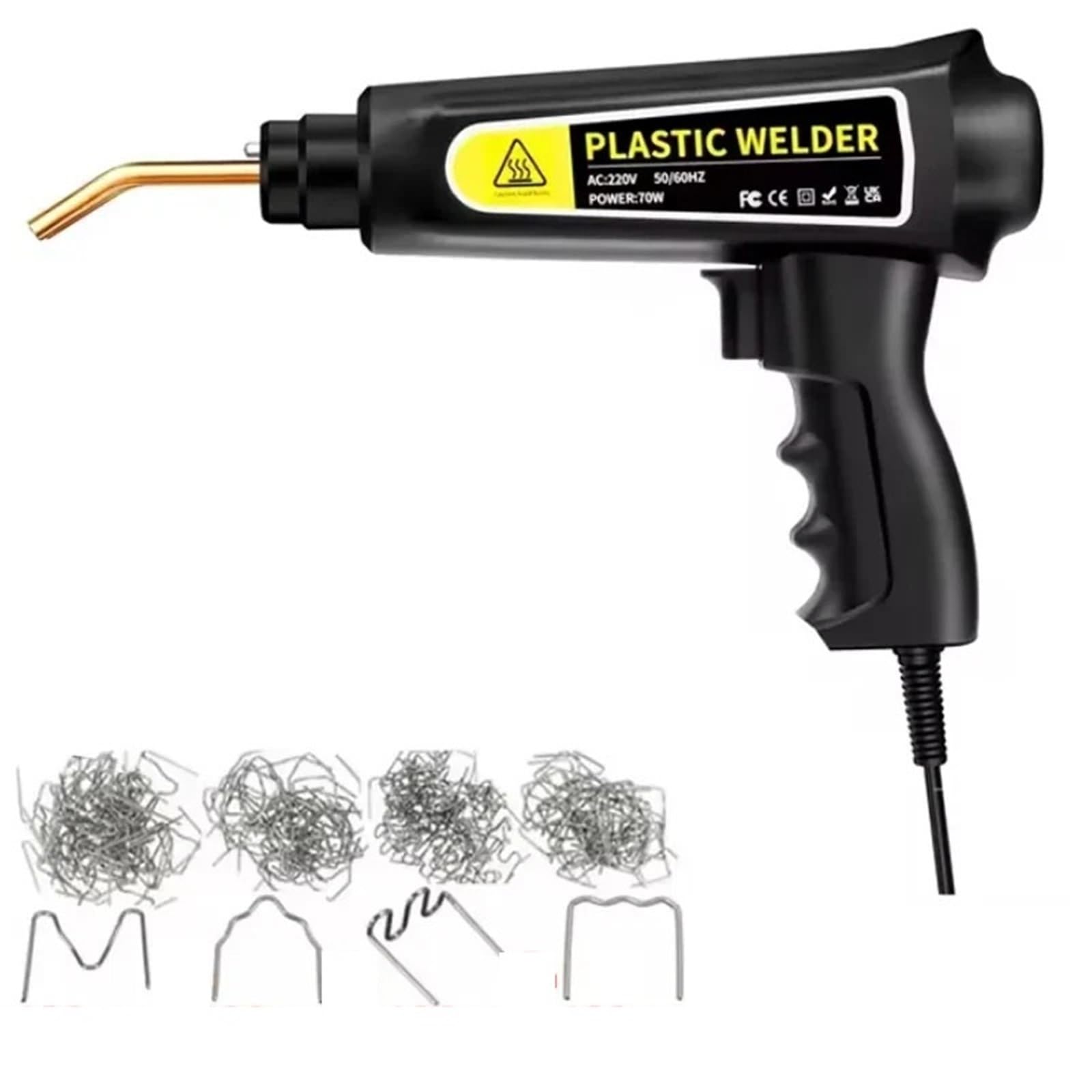 pistola de soldagem de plástico Pistola de calor, máquina de soldar plástico, soldador de parachoques, grapas, kit de herramientas para reparación de parachoques de coche(1200pcs)
