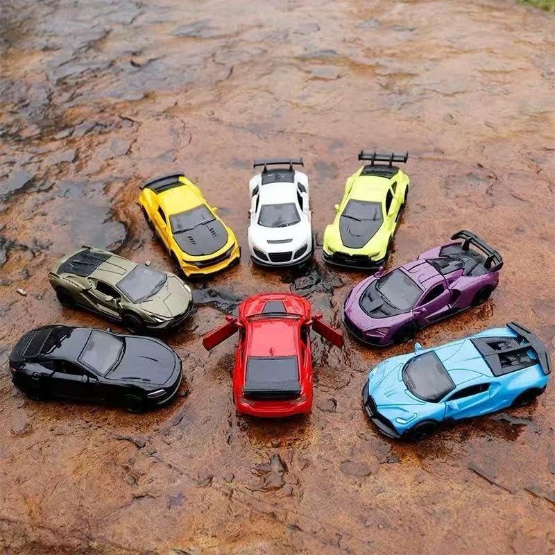Image of Sky Tech Diecast Metal Toy Super car Set of 4 Pull Back Racers Alloy Die Cast Openable Doors Racing Car for Kids High Speed Metal Toy Car Play Set for Children Best Gifts Toys for Boys