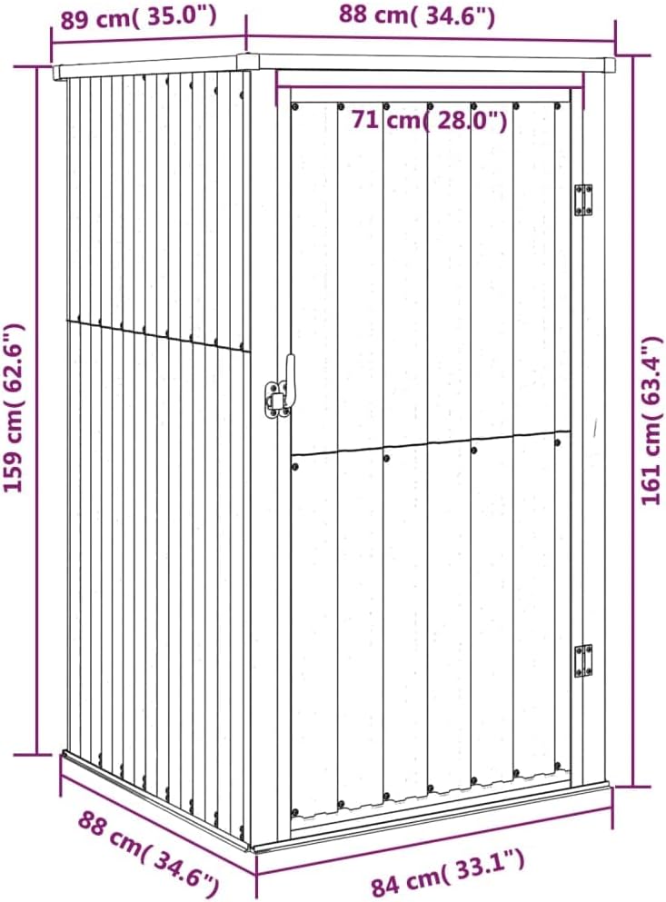 Dimensional drawing of the garden tool shed