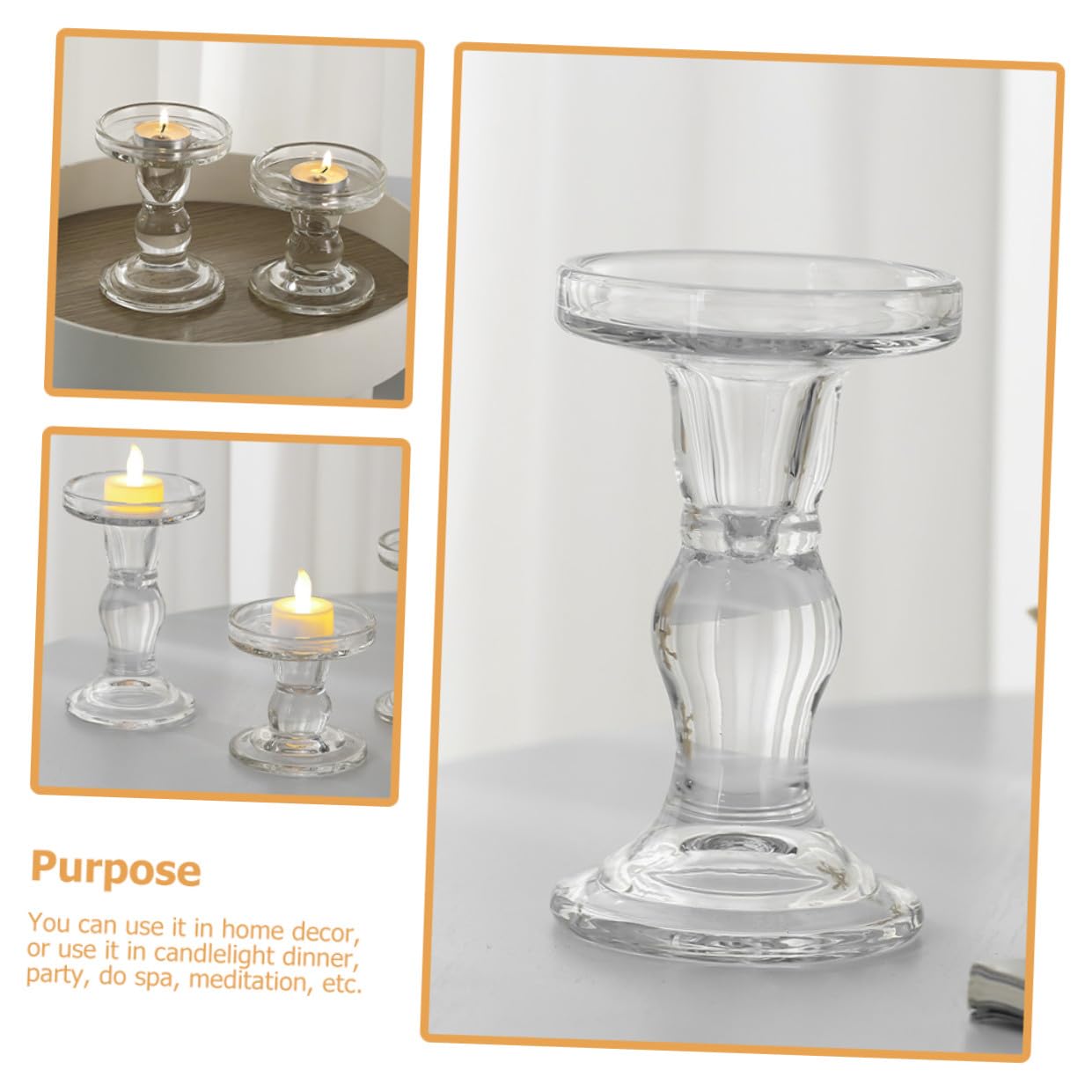 3 Stück 3 teiliges Glas Kerzenhalter Set für Stabkerzen und Teelichter transparente Vintage Säulen Kerzenständer sicherer und Leichter Glasleuchter für Hochzeit Party und
