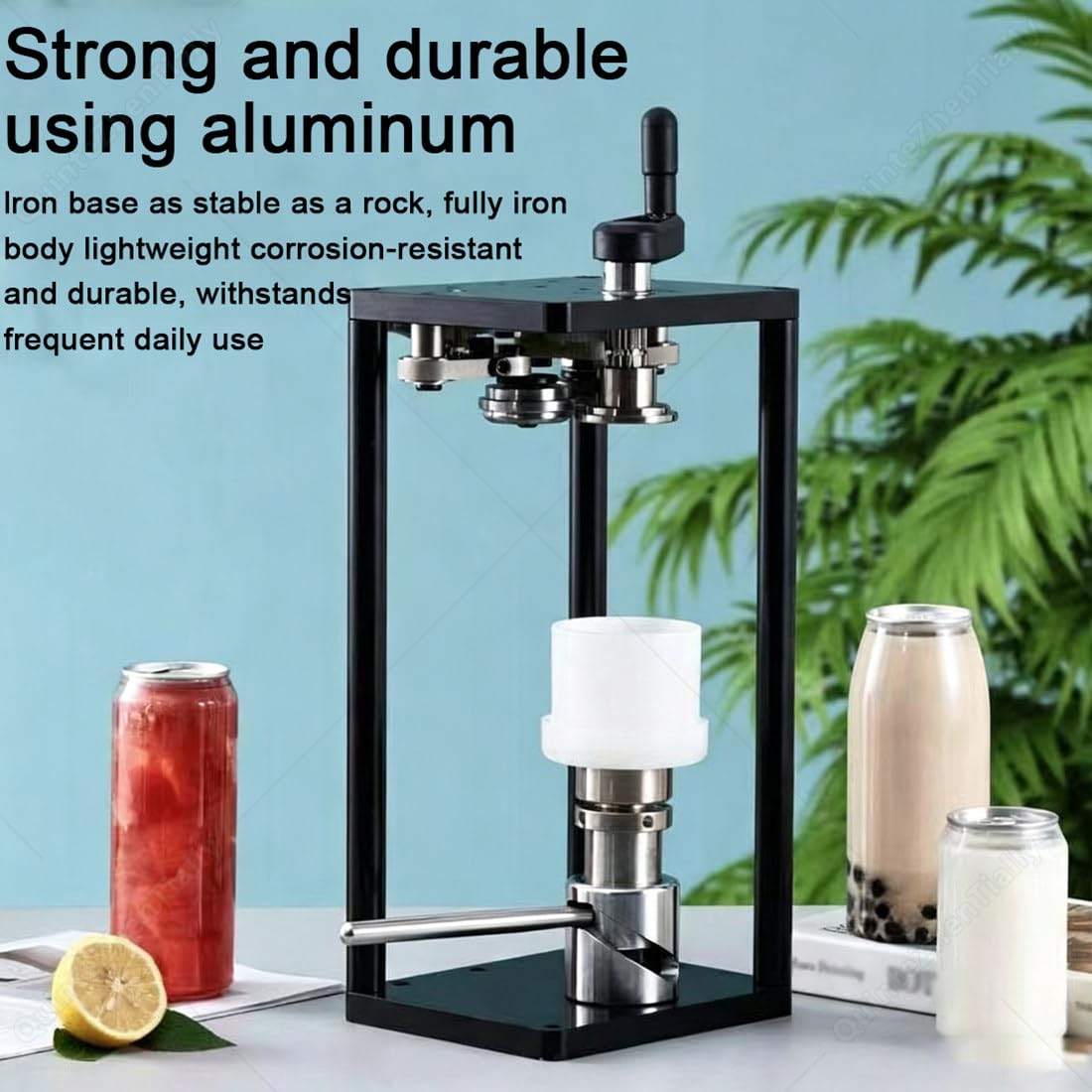 Manual Máquina Selladora Latas con Base Fija,Negro 500mljar