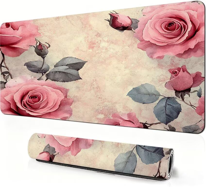 Tapis de souris rose XXL antidérapant pour éliminer les glissements du clavier