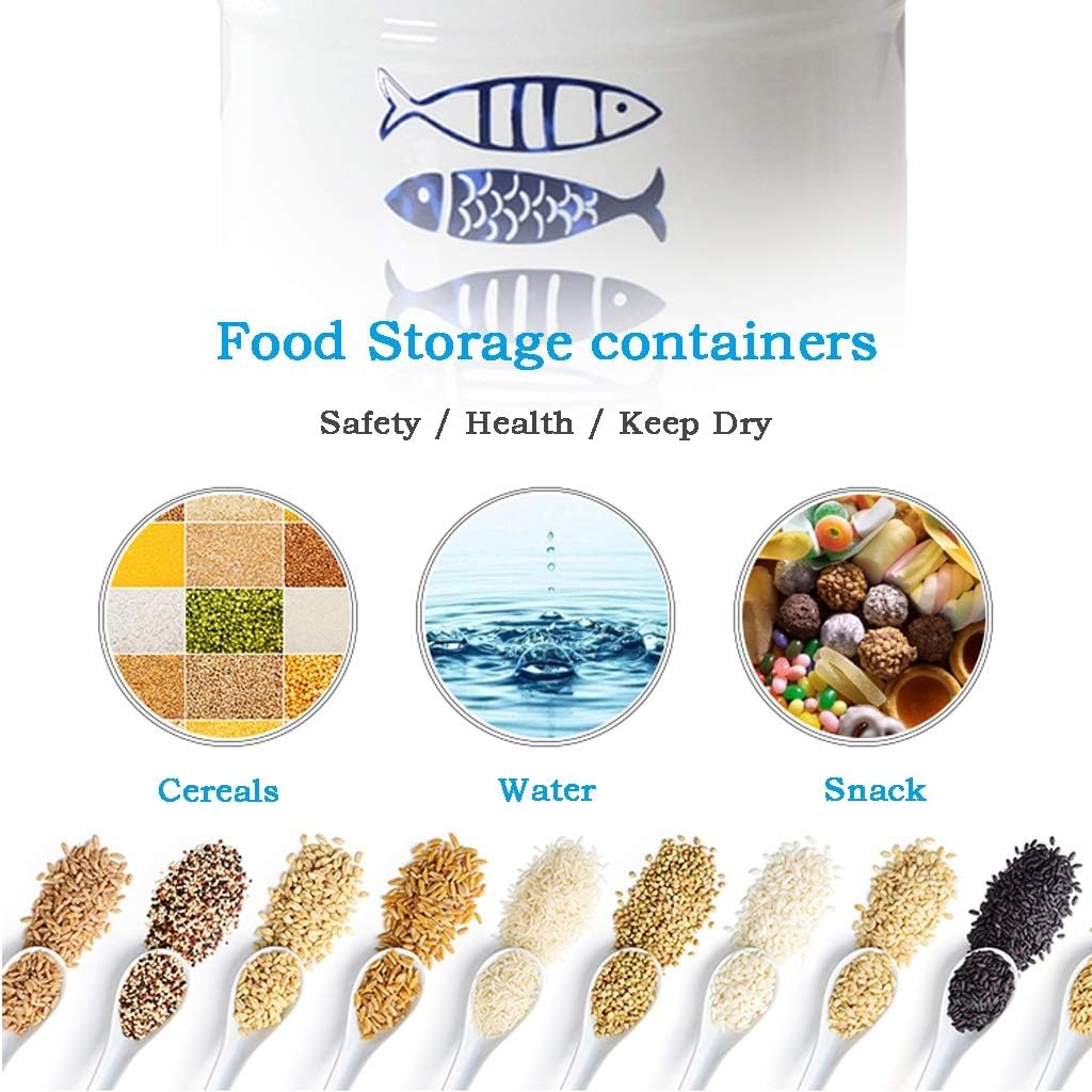 FIDEMM 気密食品貯蔵容器ふた付きの大規模な、セラミック陶器シリアル容器キャニスタークッキージャーキッチンパントリー組織小麦粉コ