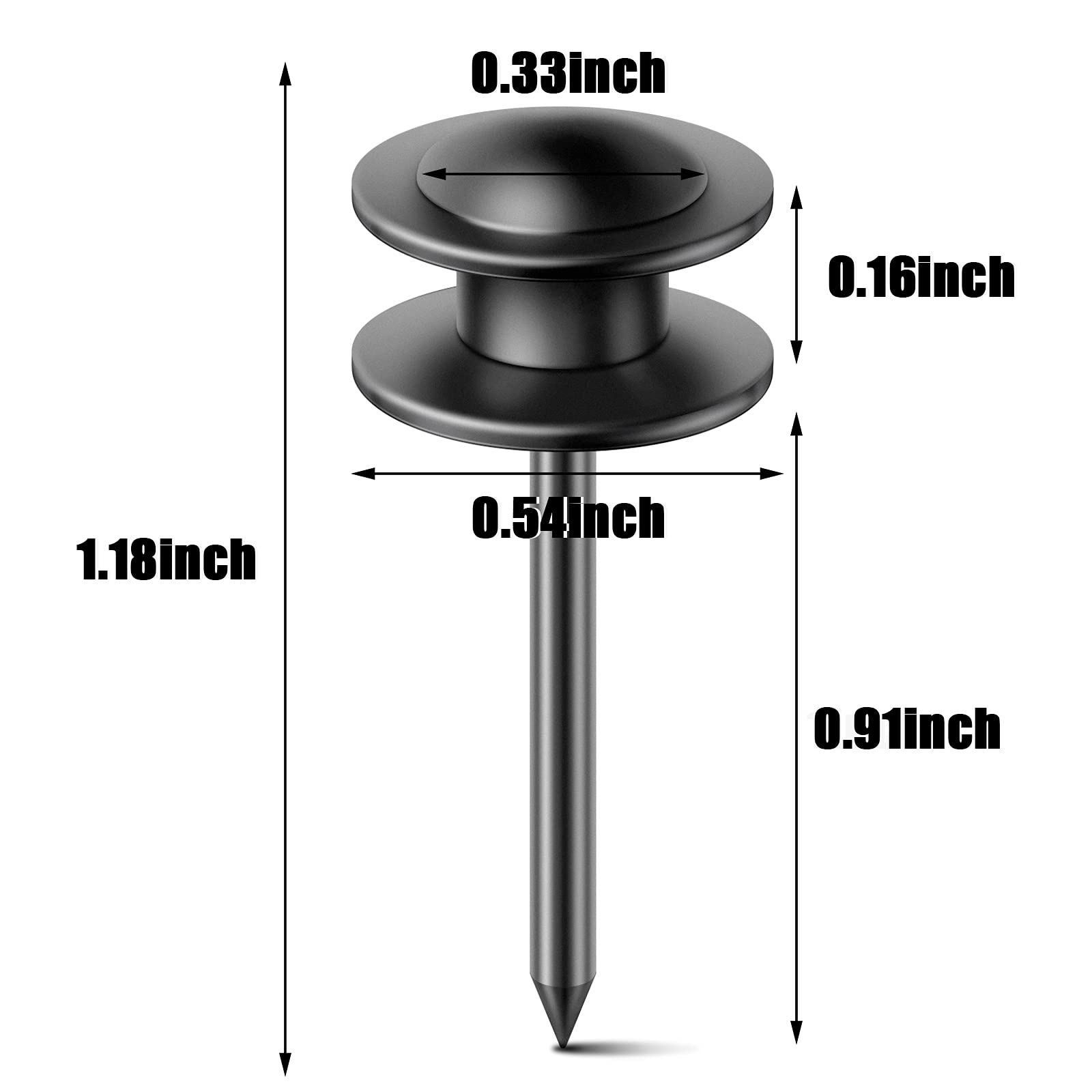 50 Pcs Double Headed Thumb Tacks - Small Picture Hanger Hooks For Walls, Black