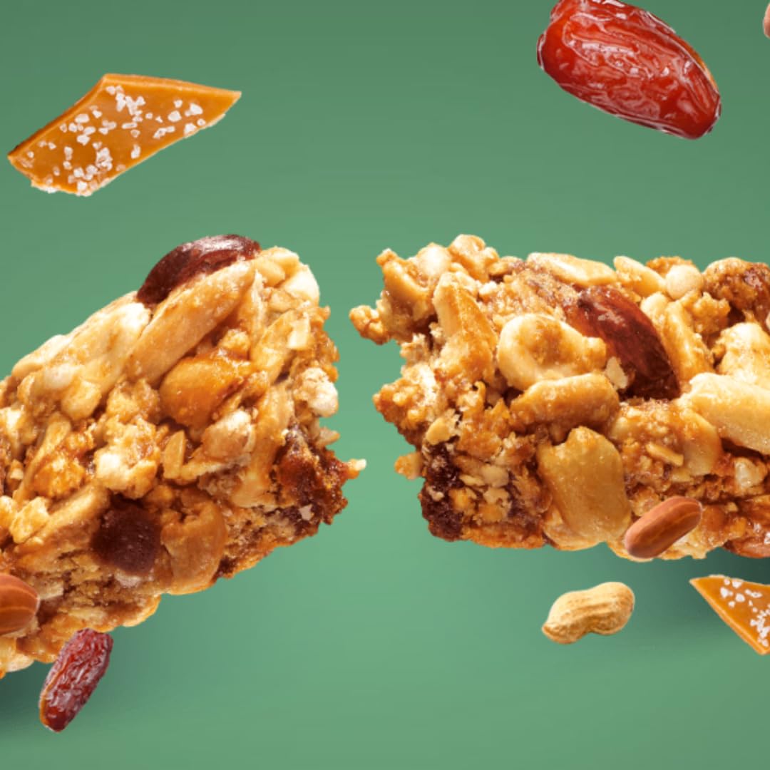 EAT NATURAL - Barres sans gluten & protéinées - Cacahuètes, amandes, caramel & sel de mer - 12 barres de 40g