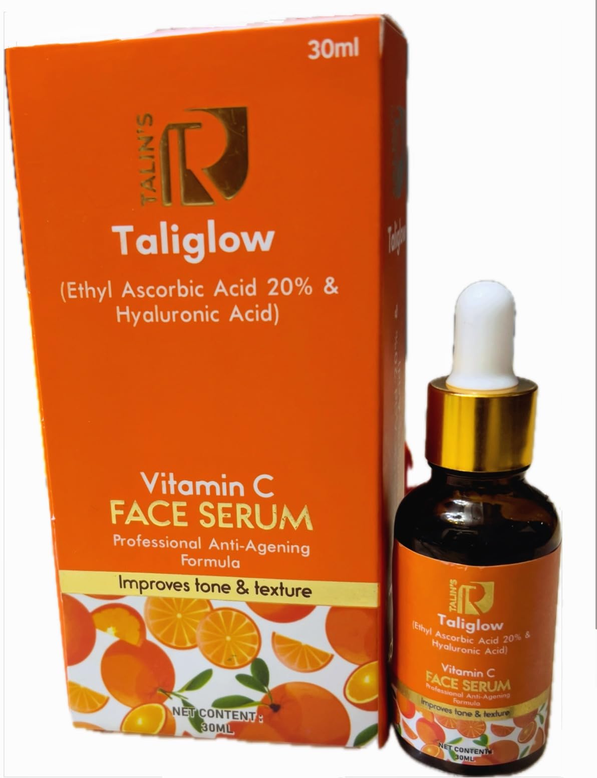 Vitamin C Face Serum – 30ml with Vitamin B5, Almond Oil & Cucumber Extract – Brightens, Tightens & Rejuvenates Skin for all Skin Types