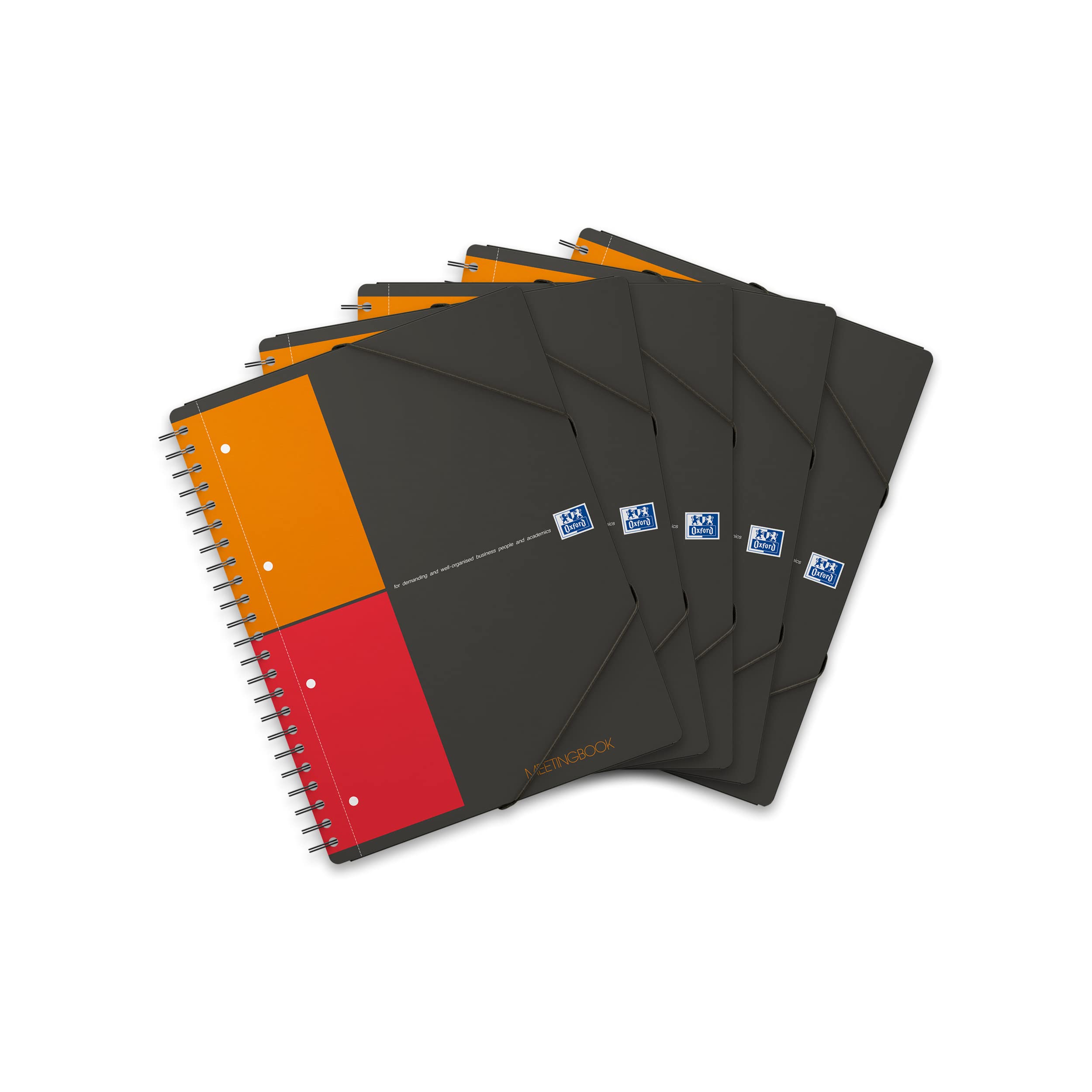 OXFORD Cahier International Meetingbook A4+ Petits Carreaux 5mm 160 Pages Reliure Intégrale Couverture Polypro Gris