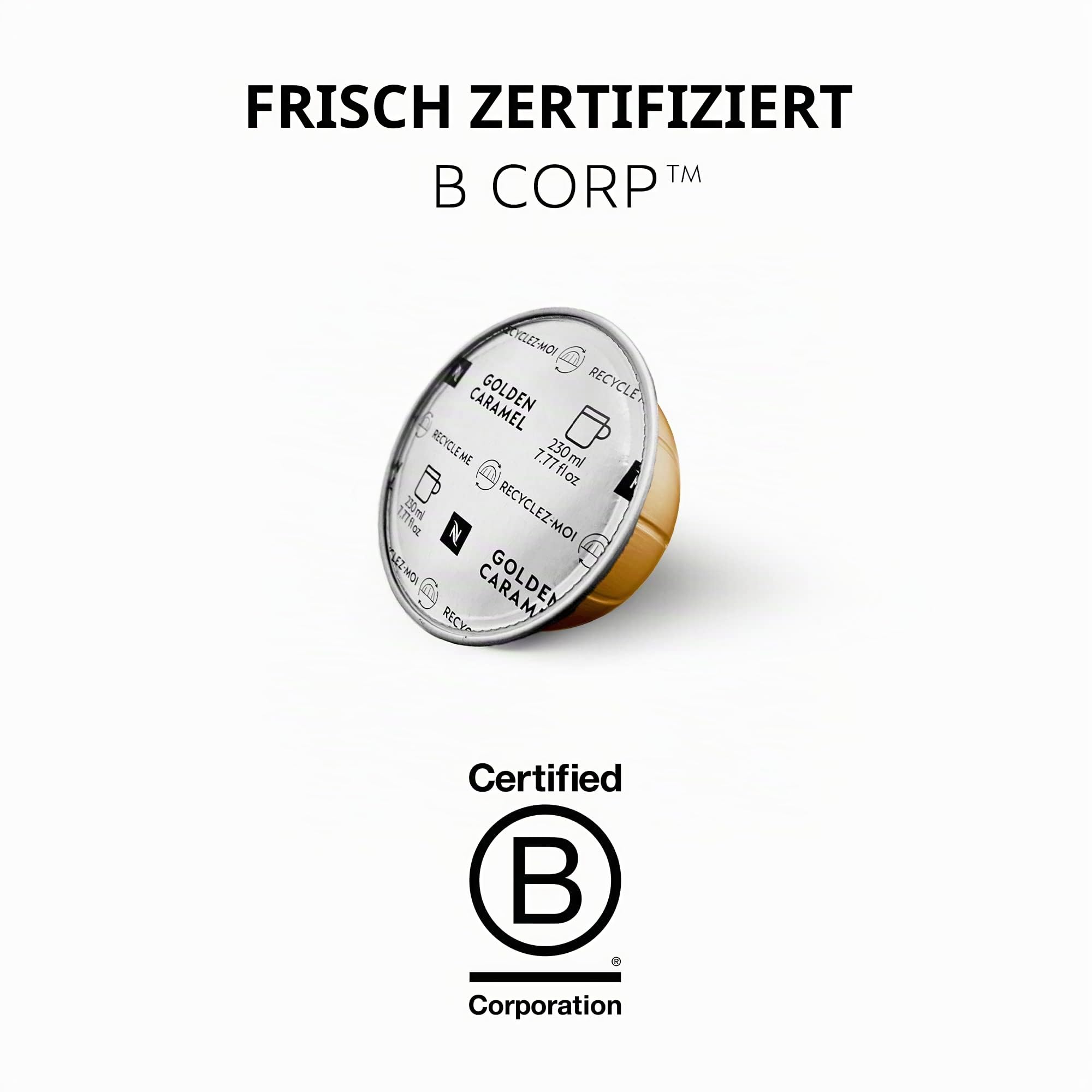 NESPRESSO VERTUO Golden Caramel 100 Kaffeekapseln | Arabica Kaffee, Karamell Aroma, Ideal für große Kaffeetasse & Milchrezepte
