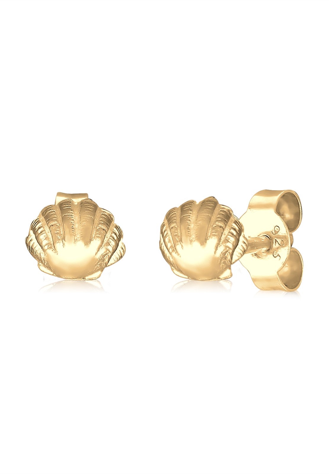 Elli Women Earrings 925 Sterling Silver Gold Plated Shell 0305841016
