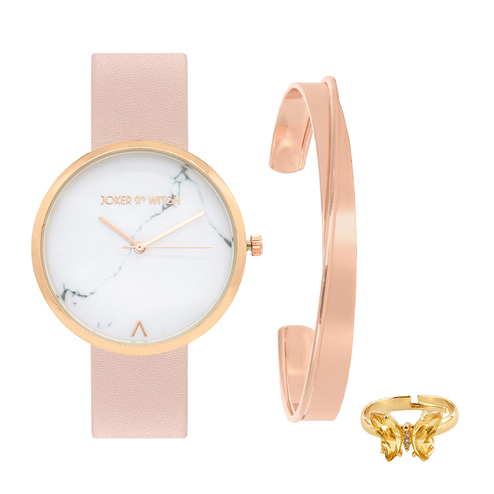Joker & Witch Leather Women Enella Love Triangle Analogue Watch, White Dial, Pink Band (B0C85ZVVDR) Amazon Price History, Amazon Price Tracker