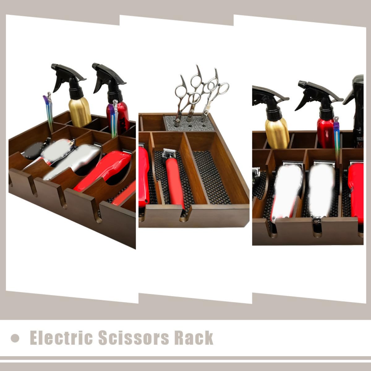Porte-outils de Coiffure en Bois, Rangement Salon de Coiffure | Plateau à Grille Rationnelle, Grosse Capacité, Finition Soignée pour Salon de Coiffure