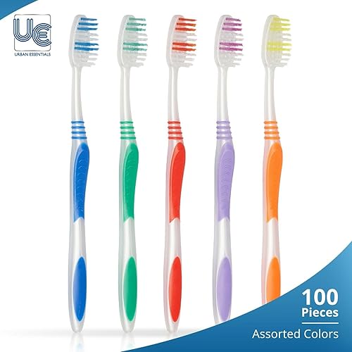 Miniatura 8 de Urban Essentials Paquete de 50 cepillos de dientes a granel con fundas, paquete de cepillos de dientes coloridos envueltos individualmente de alta