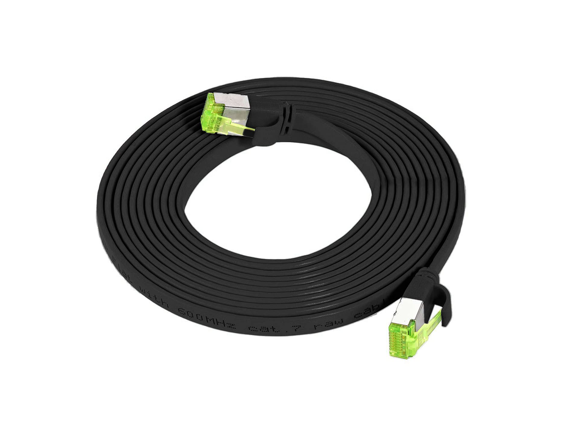 10er Pack CAT.7 hochwertiges Premium Netzwerkkabel flach mit RJ45 Anschluss | LAN Kabel | 5m | schwarz |Abschirmung durch U/FTP | kompatibel mit Router, Modem, Switch