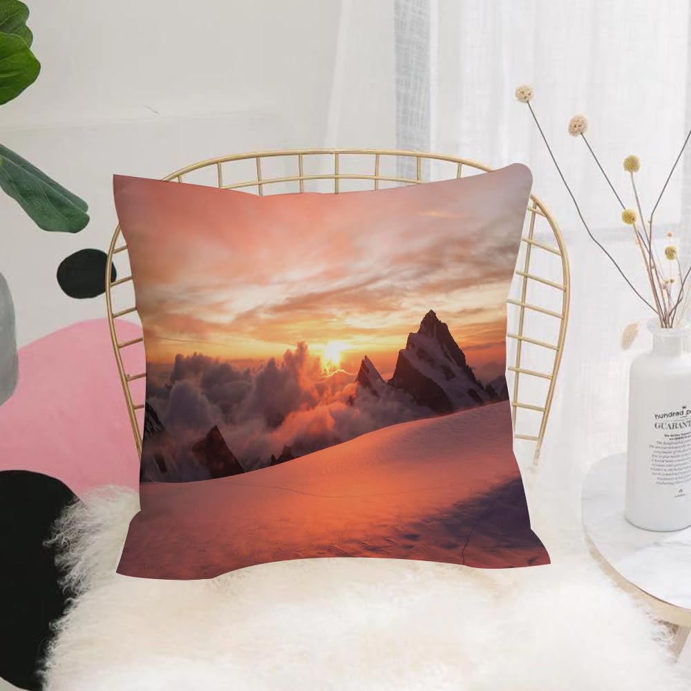 HYOSXW Cushion Cover,Throw Pillow Case Home Decorative for Living Room Bedroom Sofa Chair 16X16 Inch,Lake Decor, sunrise in the Swiss Alps with a magical view of the natural mounta,Pillowcase 40X40cm