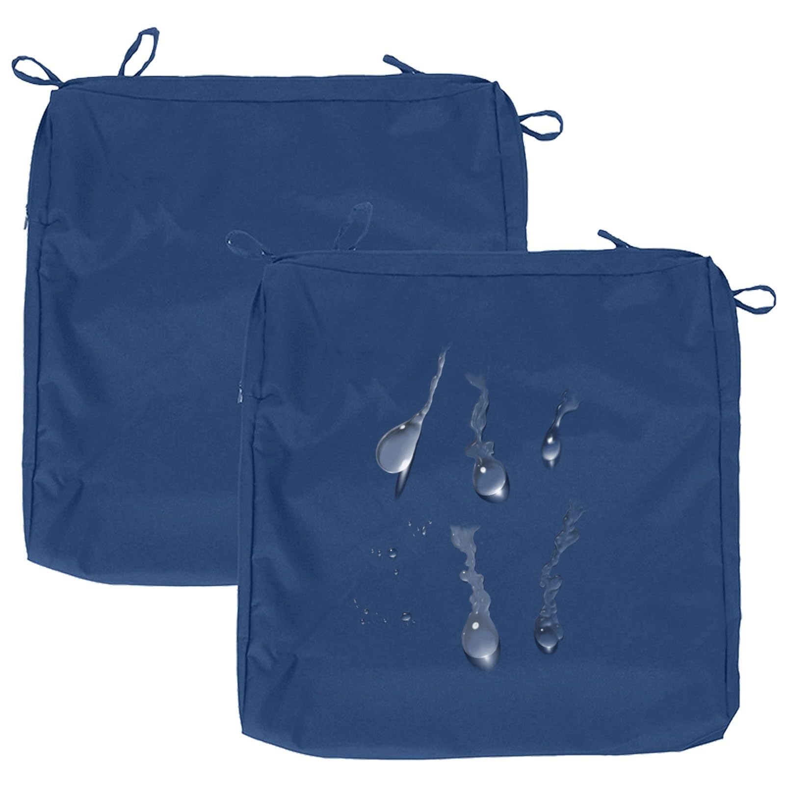 VEAI 2-Pack Seat Cushion Covers Waterproof with Zipper, 60x60cm & 50x50cm for Outside Garden Furniture, Chair Seat Pads Cover for Indoor & Outdoor Sofa Patio Rattan Furniture(10#,47x40x10cm)