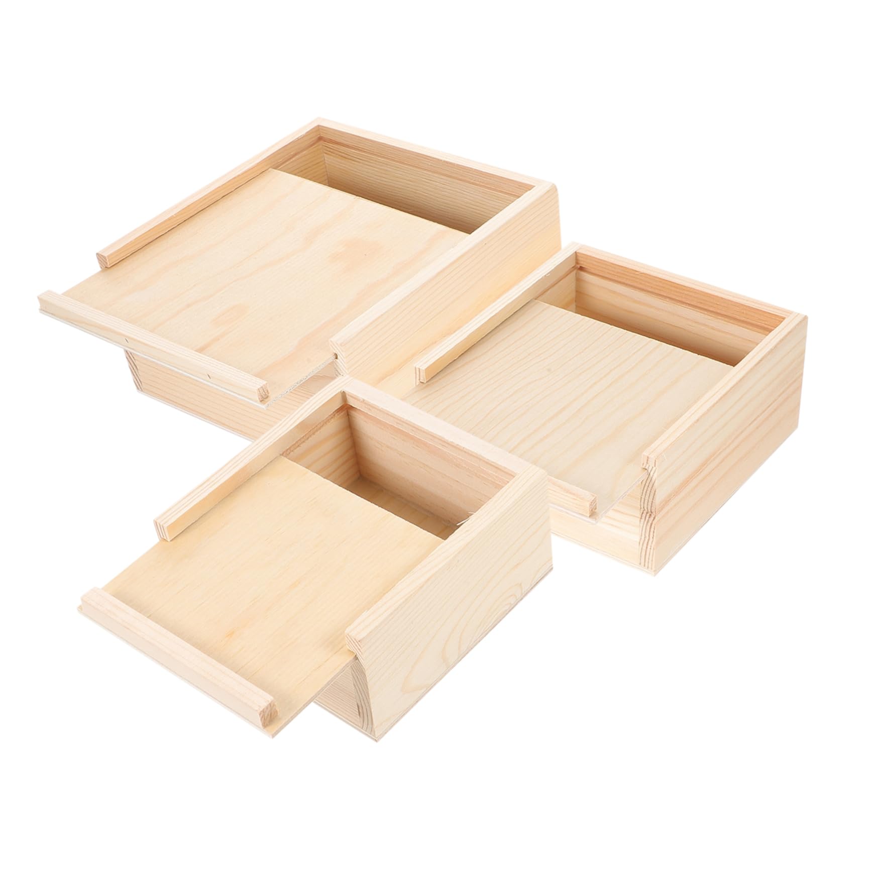 Boîtes en bois à couvercle coulissant (lot de 3) pour bijoux et décorations