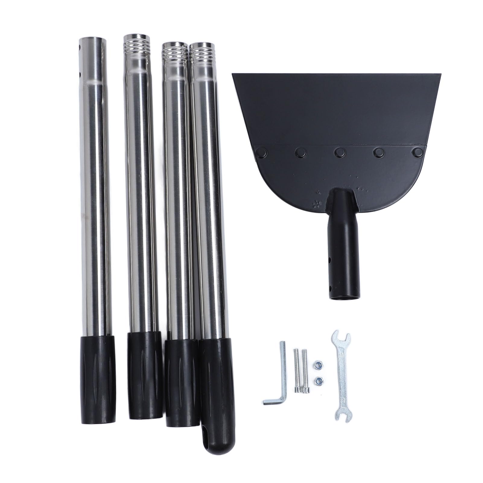 Flat Snow Shovel Ice Scraper Long Handle Manganese Steel Snow Ice Chopper for Walkway Driveway Road Cleaning Adjustable Height 171.5cm