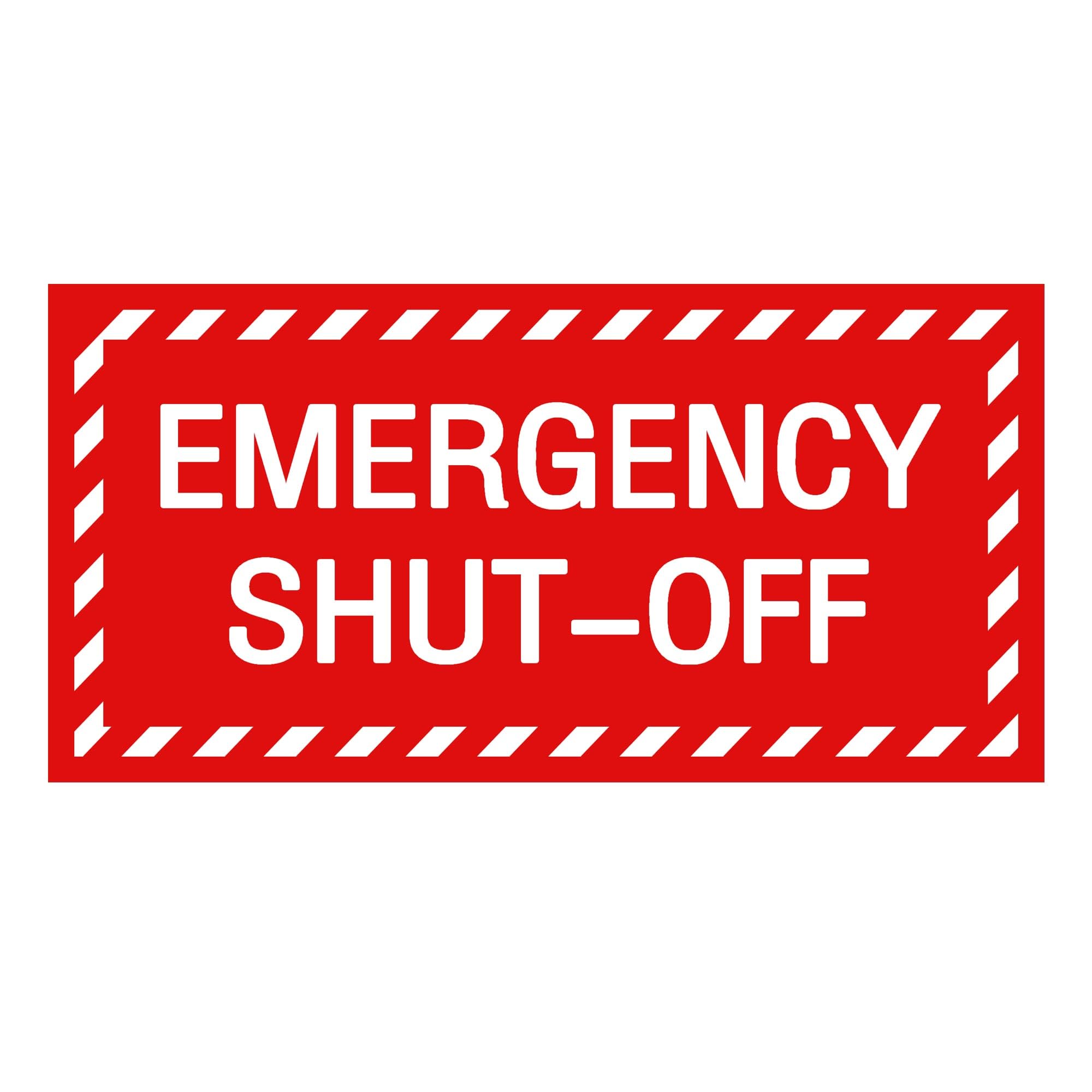 12 Pack Emergency Shut Off Sign 2.5x5 Inch-Notice Emergency Safety Reminder Label Shut Off Valve Sign for Powered Machinery and Equipment