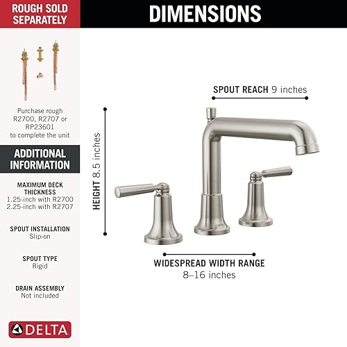 Miniatura 6 de Delta Faucet Saylor T2736-BL - Grifo de bañera negro mate, grifo de bañera romana, grifo de bañera Delta Roman negro, relleno de bañera, negro mate