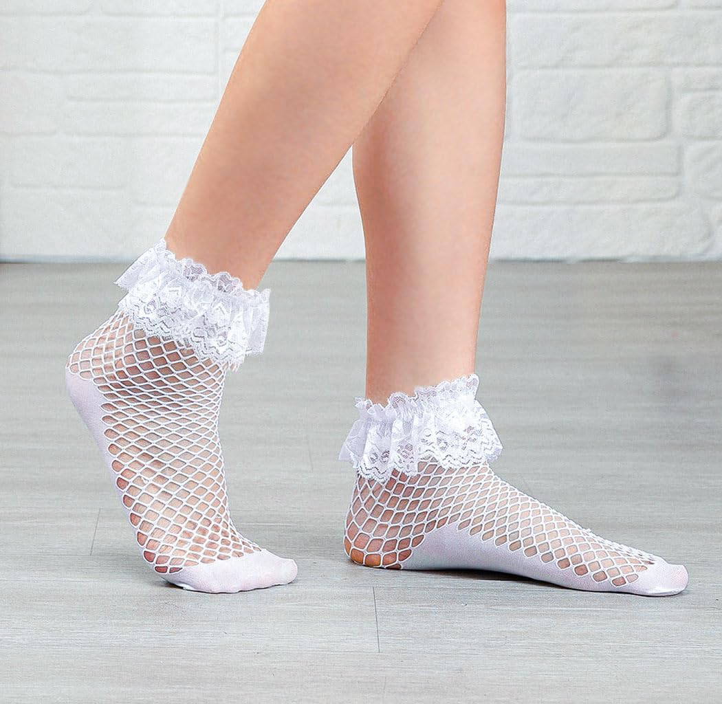 Fishnet Sheer Socks Bow Mesh Net Socks Elastic Hollow Short Sock for Women 2 Pairs - Image 5