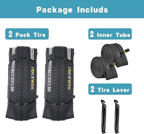 Miniatura 2 de SIMEIQI Paquete de 1 o 2 neumáticos de bicicleta de 24"26"27.5"x1.95" con capa antipinchazos de 0.118 in para neumáticos de bicicleta de montaña con