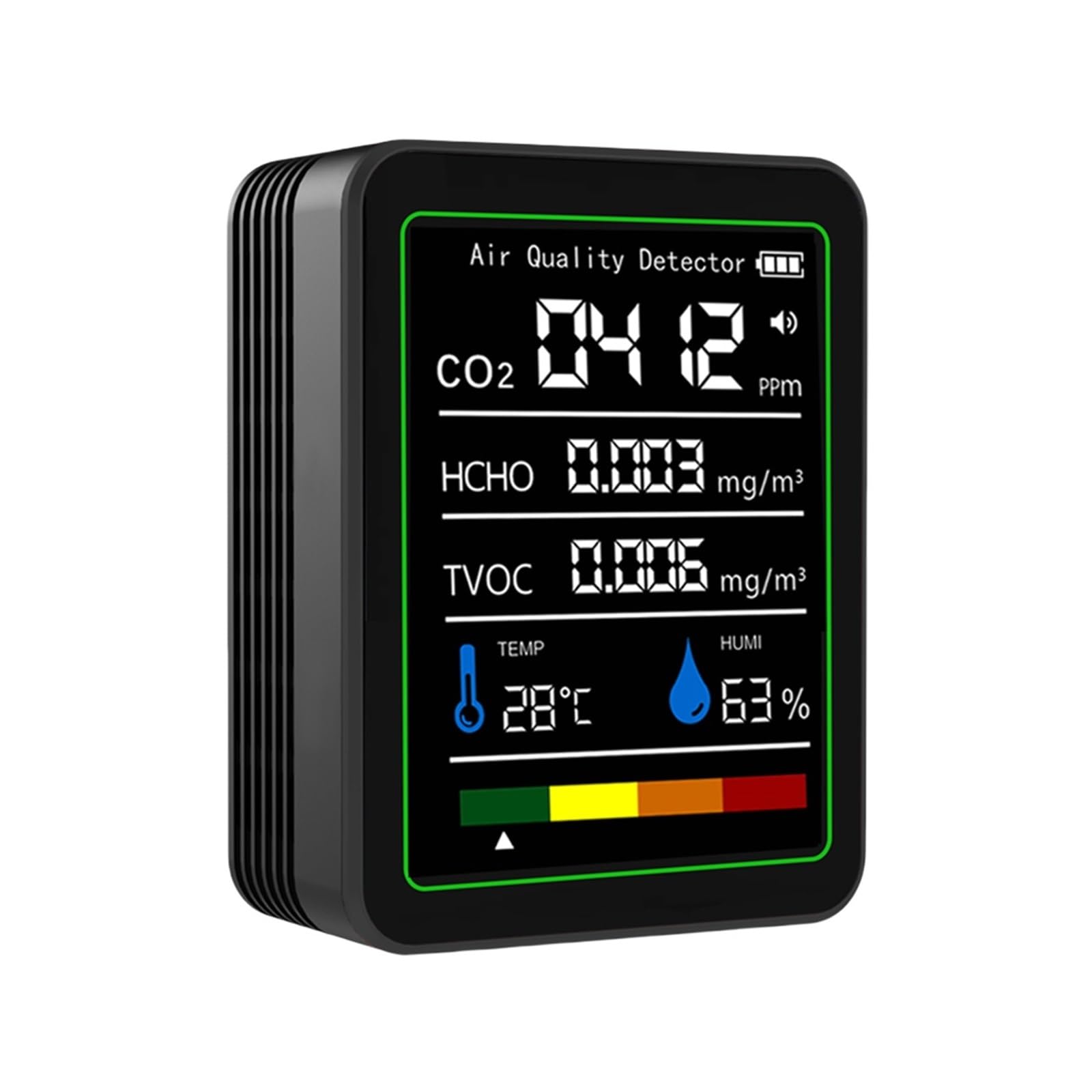 Air Quality Monitor, 5 in 1 Carbon Dioxide Detector CO2 Air Quality Monitor for Air Quality Detecting(Nero)