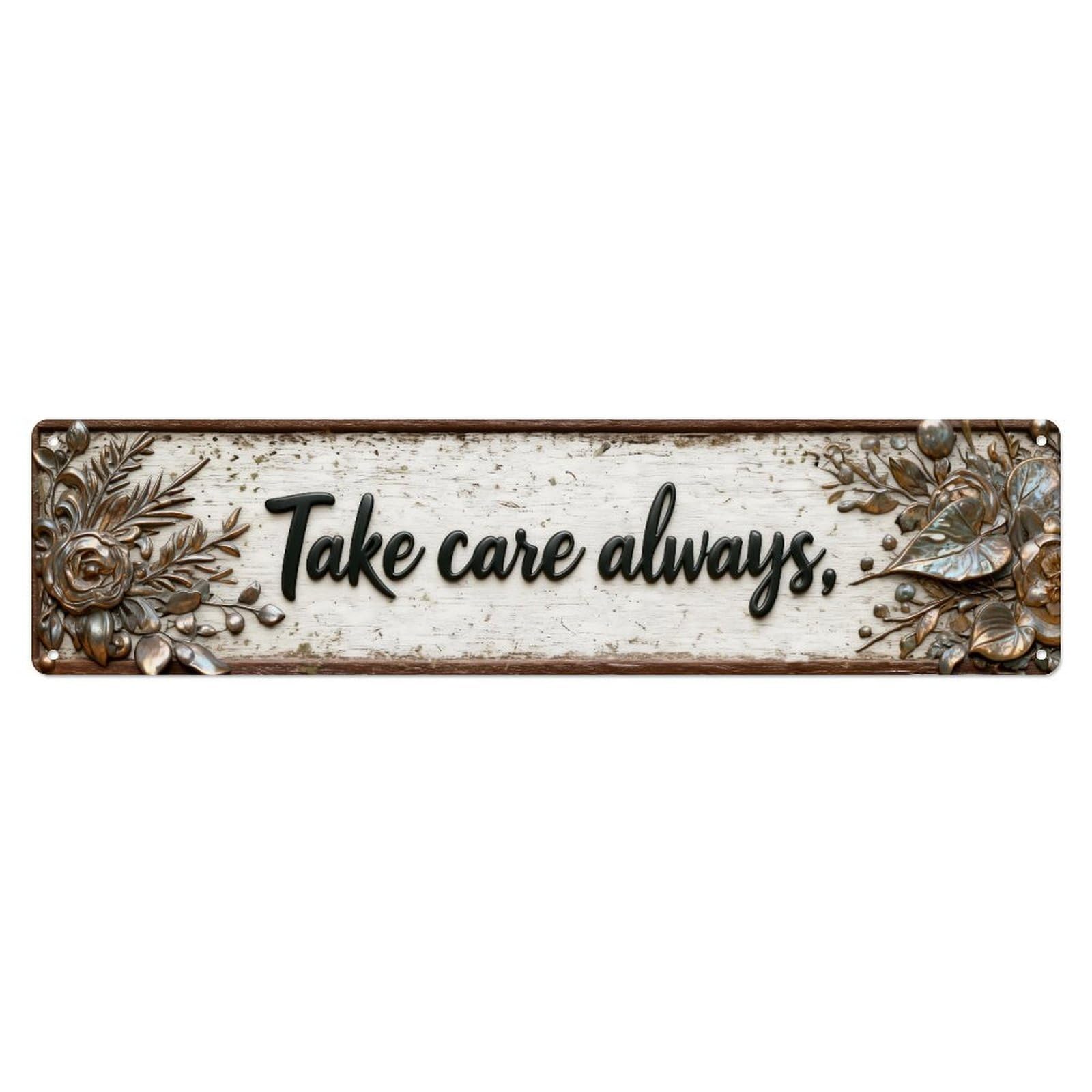 Floral Script Love You Bye Metal Tin Sign Plaque