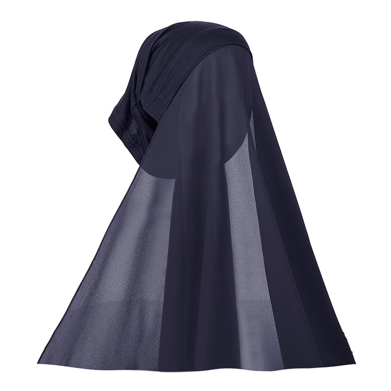 JINTNIslamic Muslim Full Cover Hijabs Women Chiffon One Piece Hijab Ladies Arab Instant Headscarf Long Sun Protection Head Wrap for Home School Nursery Madrassa Umrah Hajj Ramadan Eid Gift Navy Blue