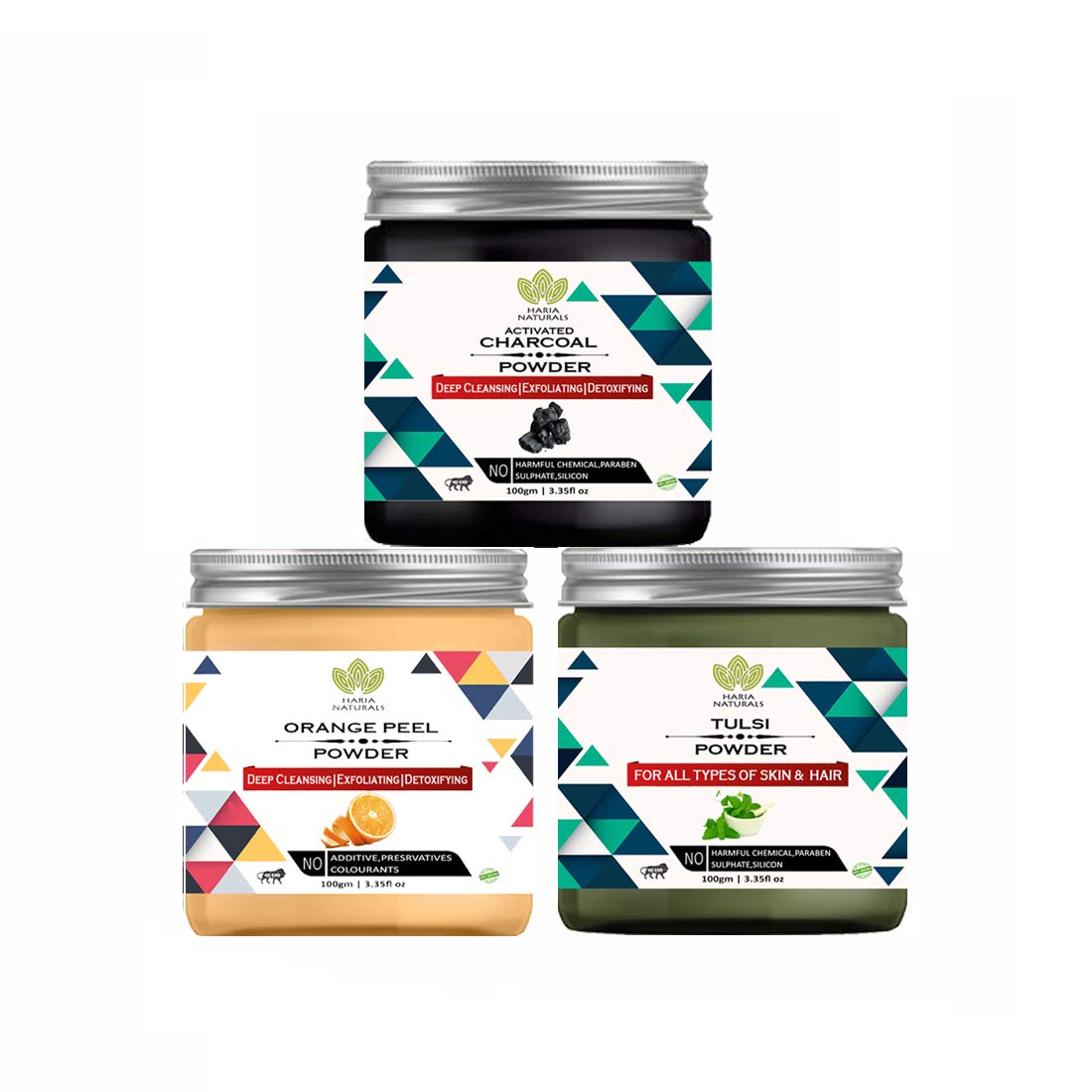 100% Pure & Naturals Charcoal Powder 100gm & Orange Peel Powder 100gm & Tulsi Powder 100gm (Pack Of 3) 300GM-image-17