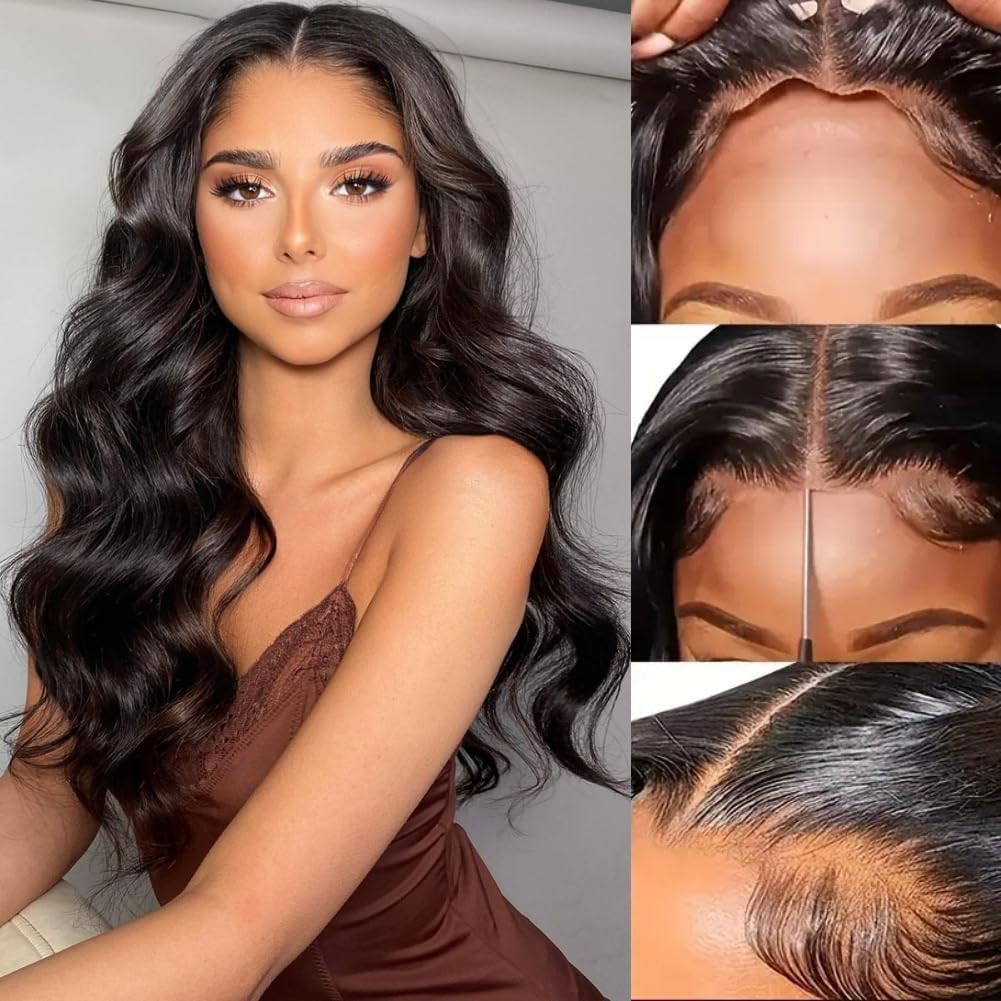 WENYAN Wear and Go Glueless Wigs Human Hair 4x4 HD Lace Body Wave 20 Inch | Pre Plucked Lace Front Pre Cut Body Wave Lace Front Wigs Natural Hairline Wigs 180 Density Natural Color