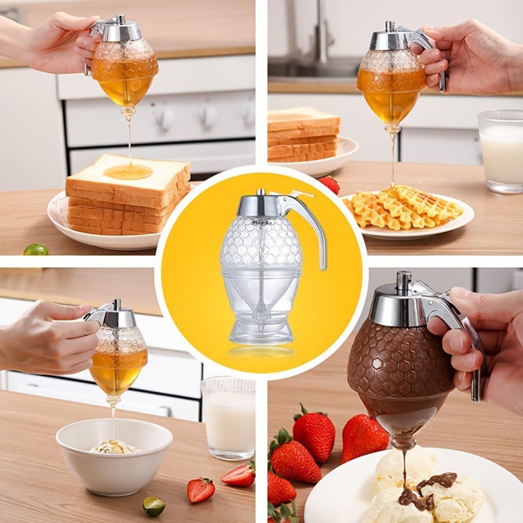 Dispensador de Miel,Capacidad de 200 ml A Prueba de Goteo Resistente Y Duradero Fácil Limpiar Adecuado para Almacenar Miel Jarabe de Arce Leche Condensada Etc(Size:200ml)