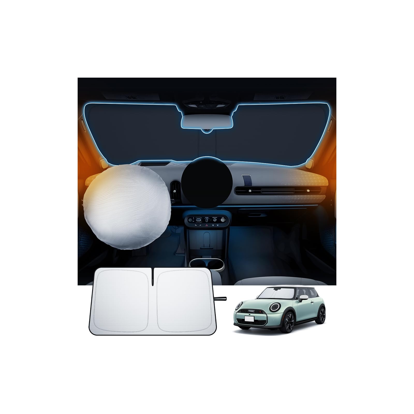SKTU Parasole Parabrezza Anteriore per Mini Cooper（J01/F65/F66/F67）2024-2025 2026, Parasole Pieghevole Protezione UV, Copertura Parabrezza come Accessorio Mini Cooper