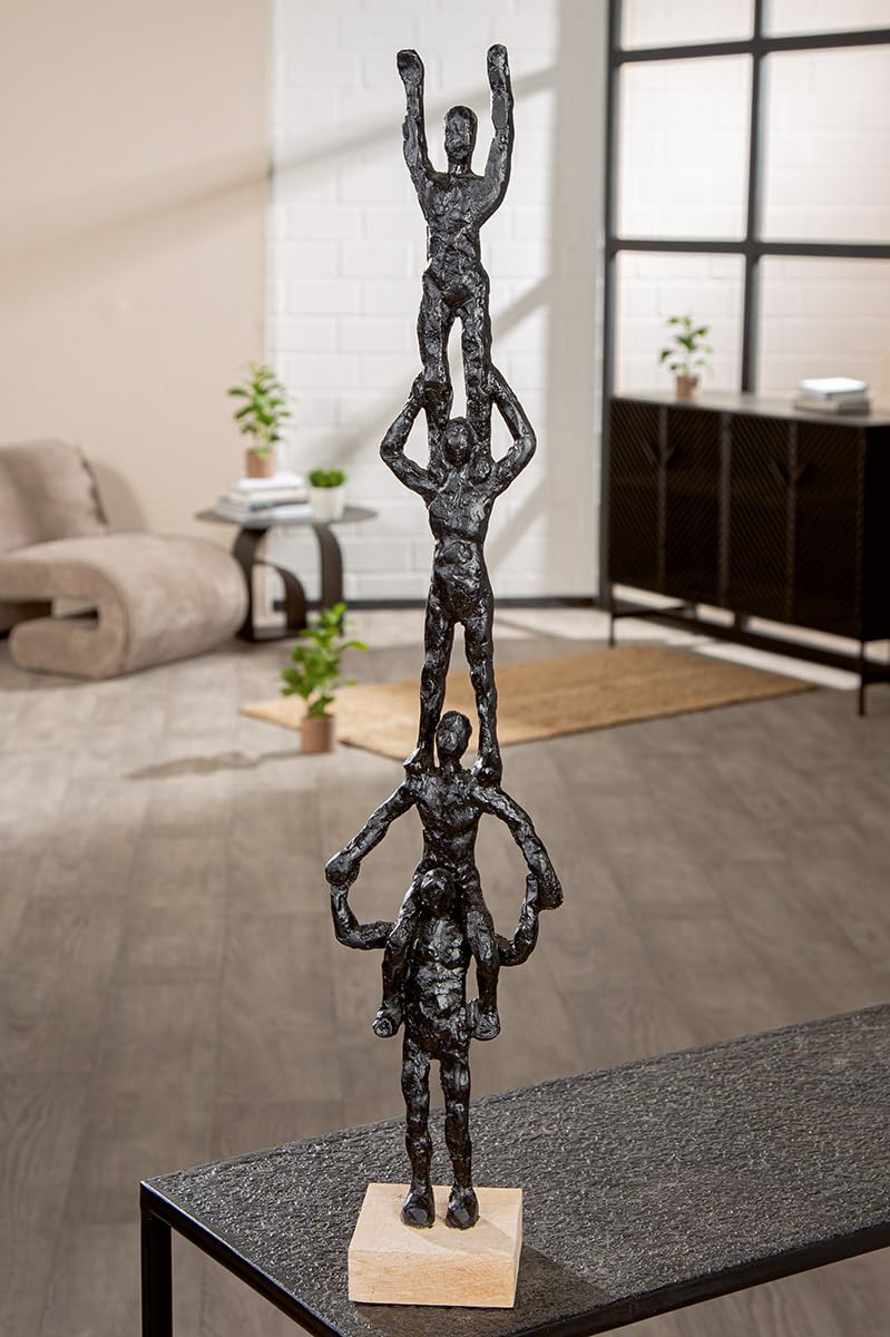 GILDE Teamspirit Black Textured Resin Sculpture 69cm High 13cm Wide 9cm Deep Person Shape
