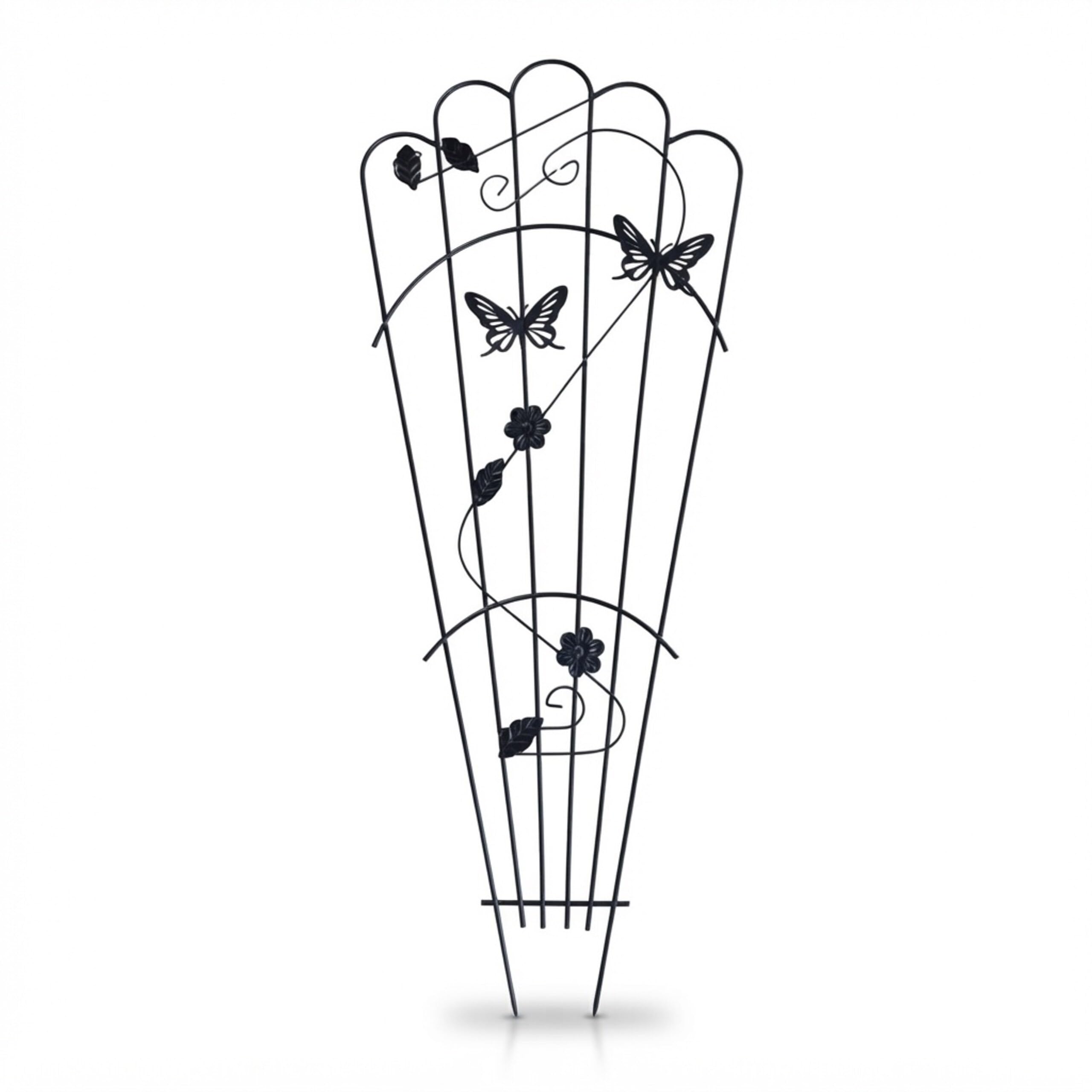 Relaxdays Griglia per rampicanti, Set 2 pz, 87x37 cm, Metallo, Sostegno per Piante e Rose, Giardino, Nero