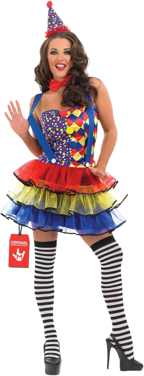 fun shack Clown Costume for Women, Colorful Clown Outfit, Fun Clown Attire for Parties and Events, Dress Up