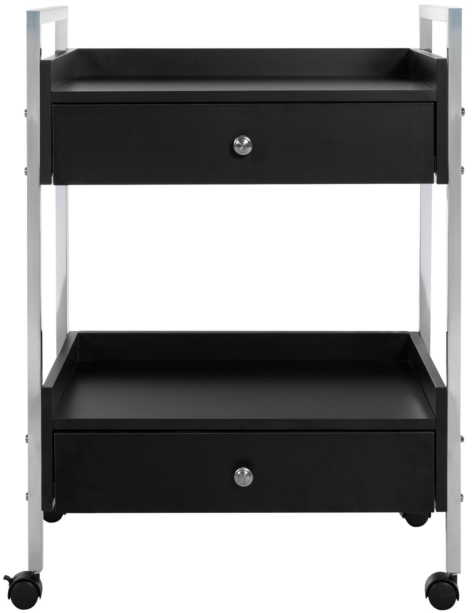 CLP Carrello Multiuso di Lusso I Carrello Multiuso su rotelle I Carrello con Due cassetti e Ripiani, Colore:Nero