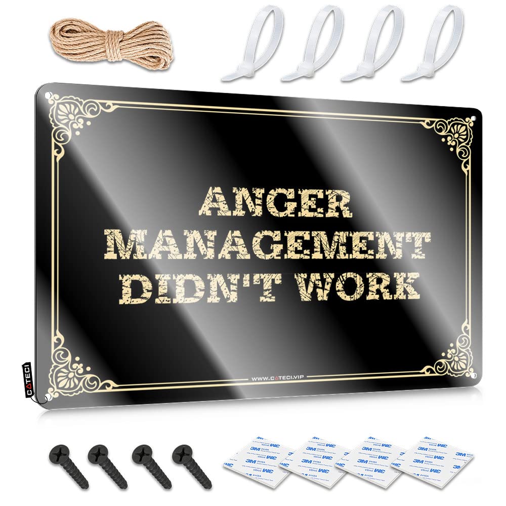 MWFKKADDB Tin Wall Decor Anger Management Didn'T Work Tin Sign Bar Funny Signs Funnymetal Sign(30X40CM)