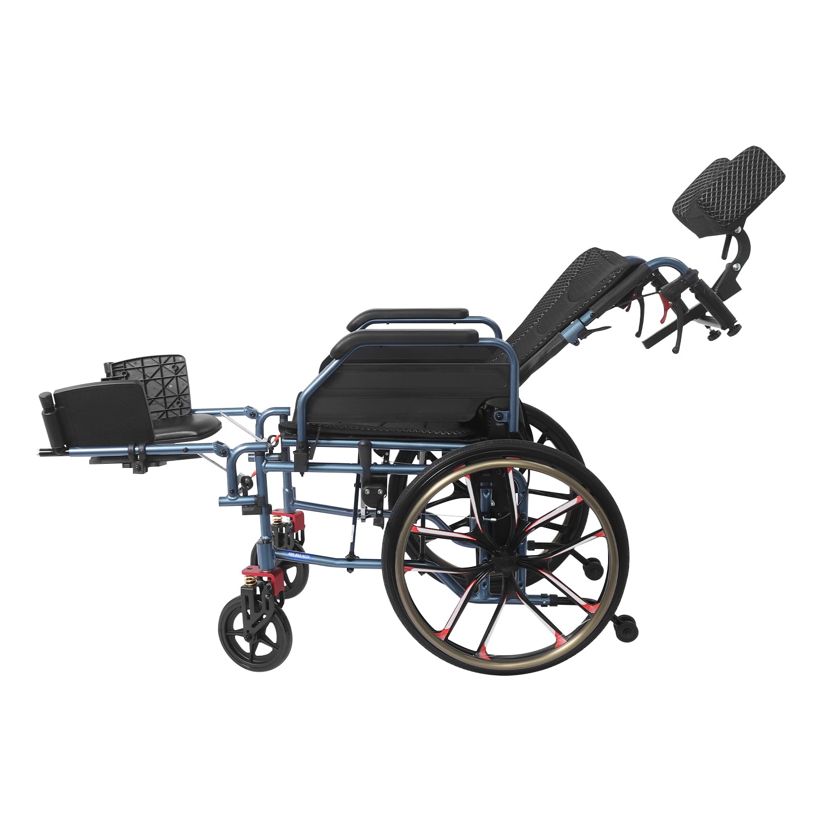 Silla de ruedas plegable de hasta 100kg con ruedas traseras/delanteras de 20/7in,cinturón de seguridad,reposabrazos plegables,ruedas antivuelco,Silla de ruedas de tránsito para personas mayores,viajar
