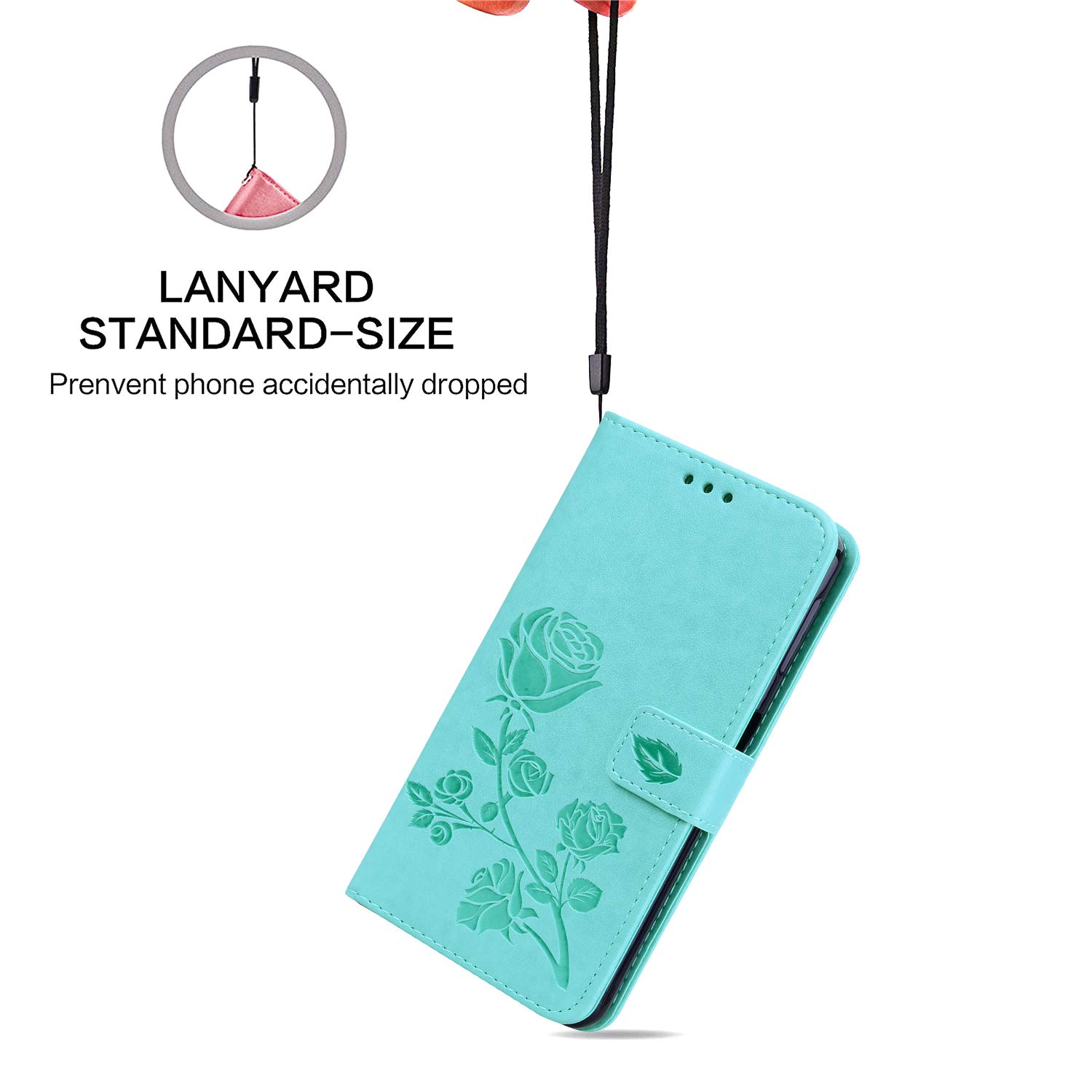 TANYO Etui kompatybilne z Samsung Galaxy A40, elegancki i piękny wzór reliefowy, stylowy skórzany portfel etui, zamknięcie magnetyczne i etui z klapką, zielone + 1 rysik