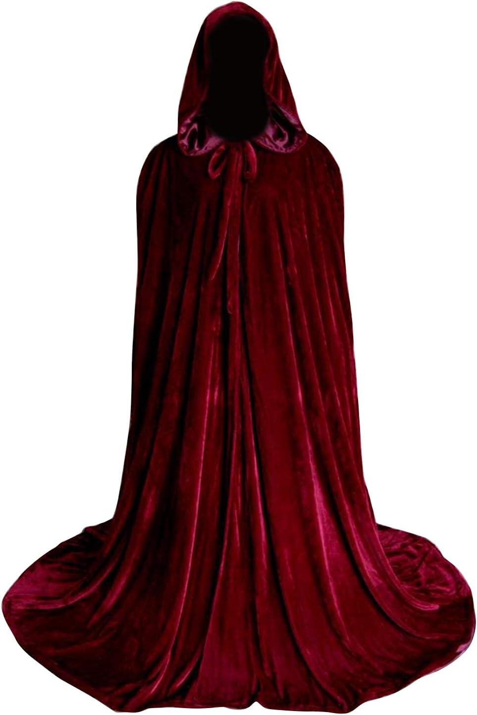 Newdeve Medieval Velvet Cloak Full Length With Hood Cosplay Costume Cape For Adults 4X-Large Burgundy