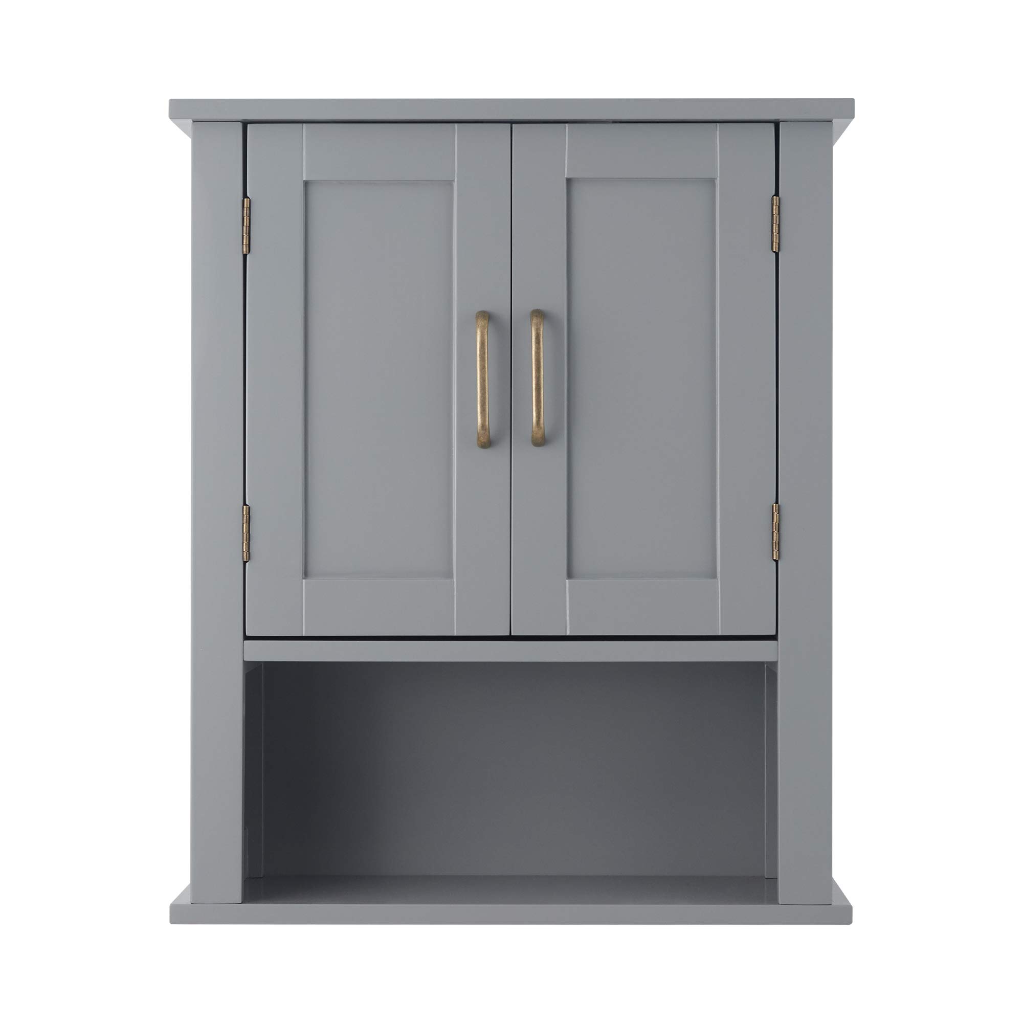 Teamson Home Mercer Meubles de Salle de Bain en Bois Meuble de Rangement Mural pour médicaments avec étagère Ouverte Gris EHF-F0019
