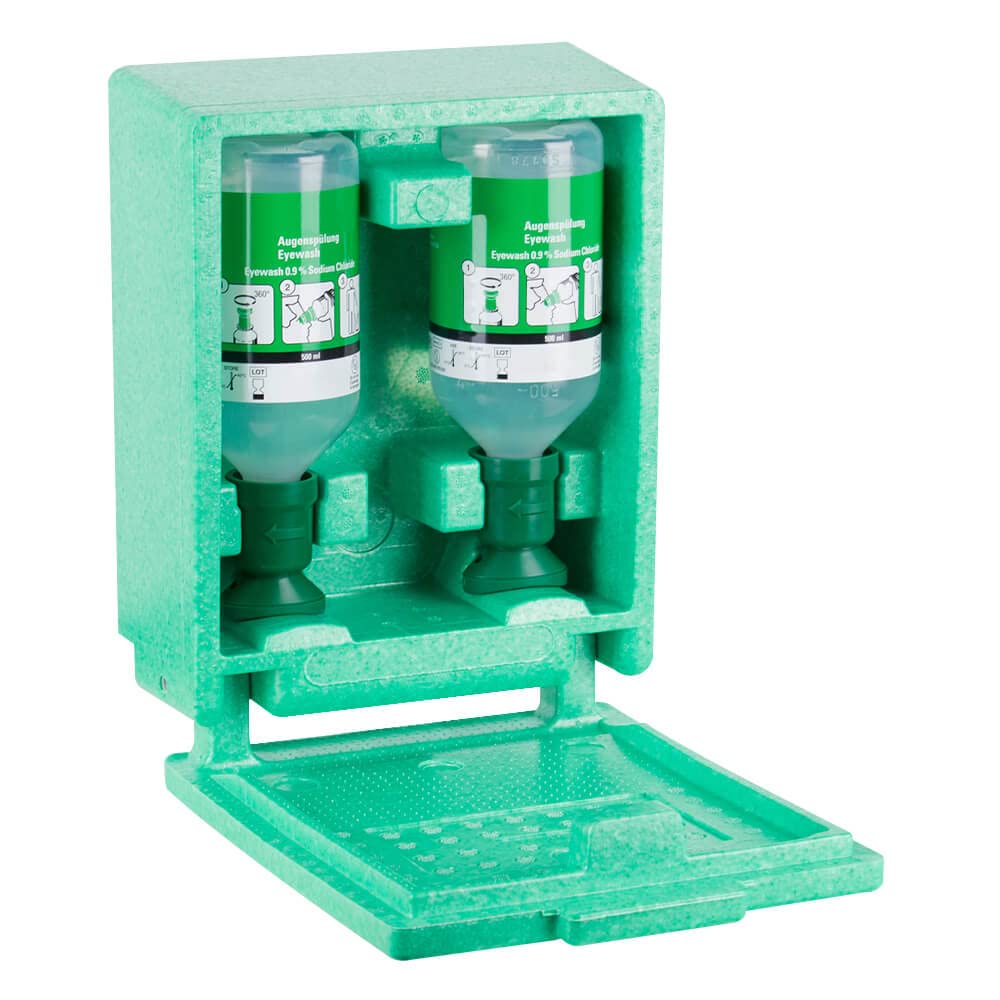 PLUM BIGPACK Augenspülstation, Wandbox mit je 2 x 500 ml Flaschen NaCl, 5 Stück aus Kunststoff, Art.-Nr. 4650